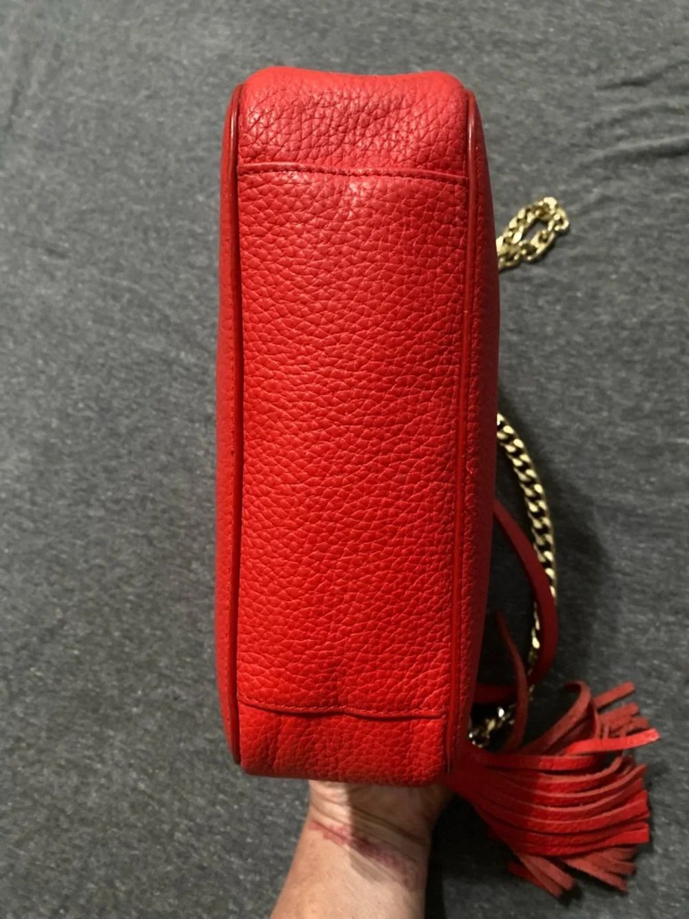 14th & Union Red Leather Crossbody with Gold Chain and Tassel Accent